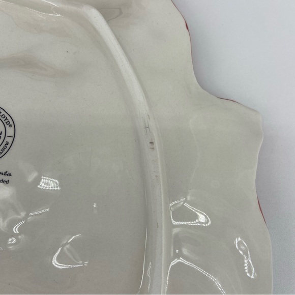 Fitz and Floyd Santa Cookie Plate Christmas Poinsettia Canape 59-353 w/Box - Picture 7 of 9